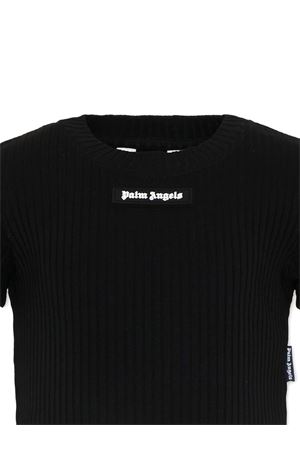 T-Shirt nero per bambina con logo PALM ANGELS KIDS | PGAA017S26JER001110